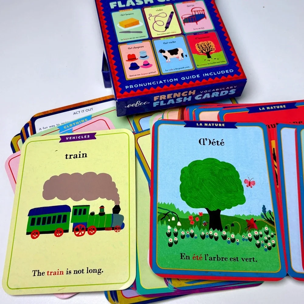 French Vocabulary Flash Cards 56 Count Multicolor Educational eeBoo Language 4+